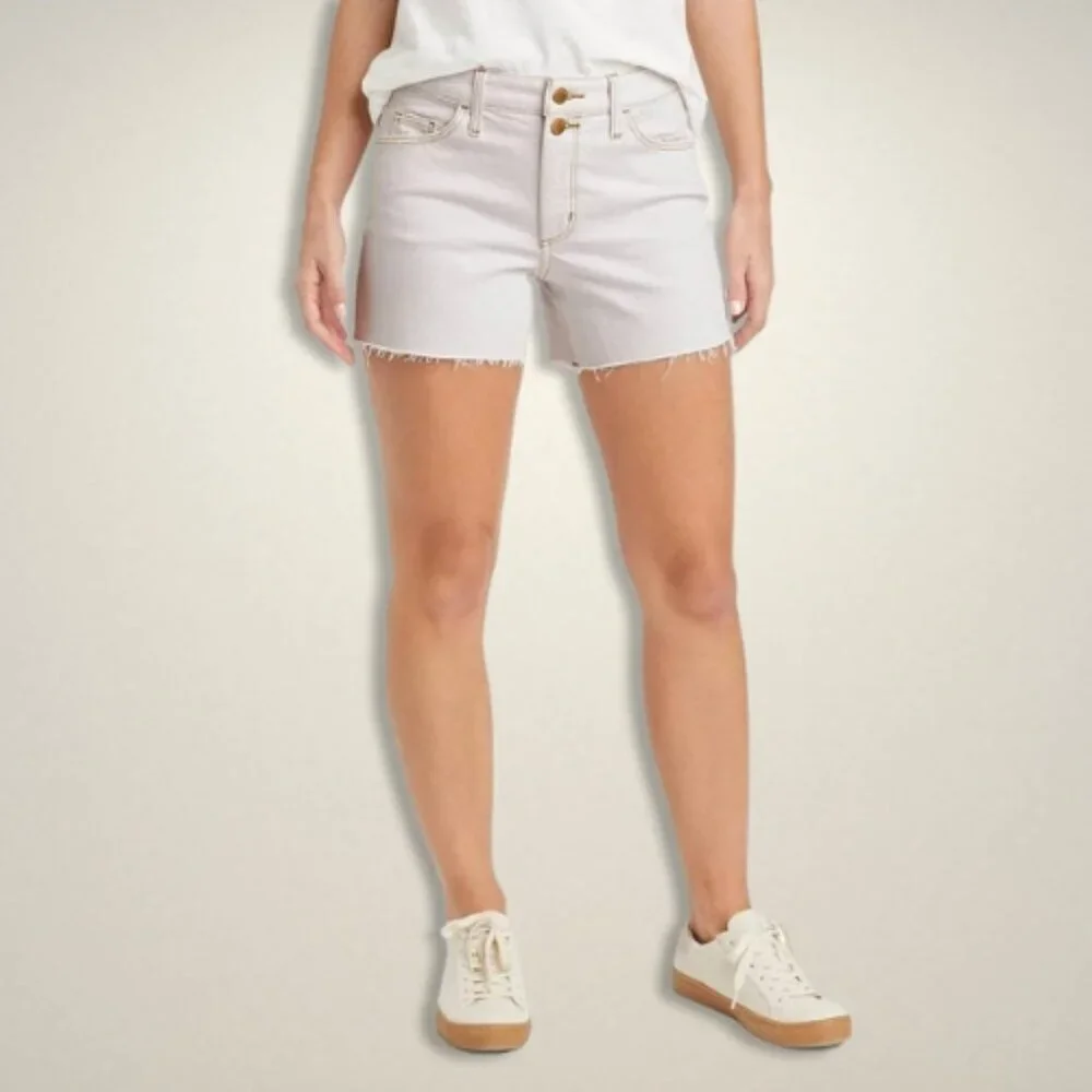 Universal Thread Vintage Jean Shorts High Rise‎ Frayed Cut-Off Hem Cream W 14/32